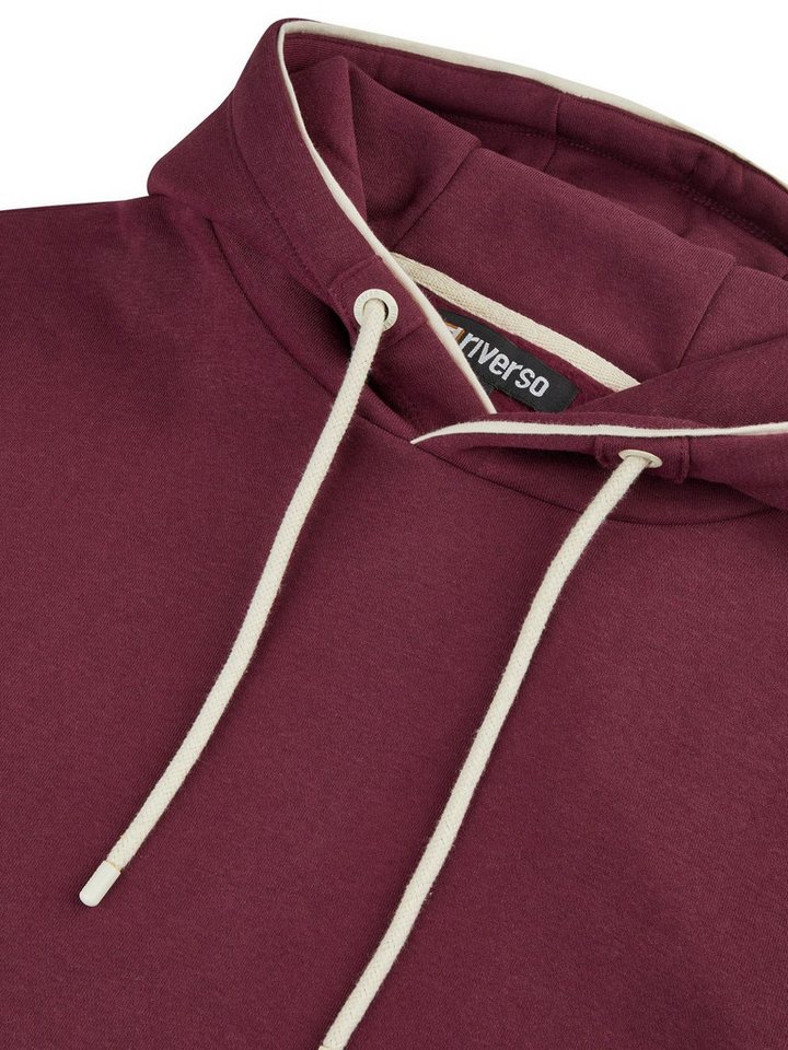 riverso Kapuzenpullover Herren Hoodie RIVSandro Regular Fit Longsleeve Sweatshirt mit Cross-Over-Kragen und Kängurutasche – Bild 4 von 4
