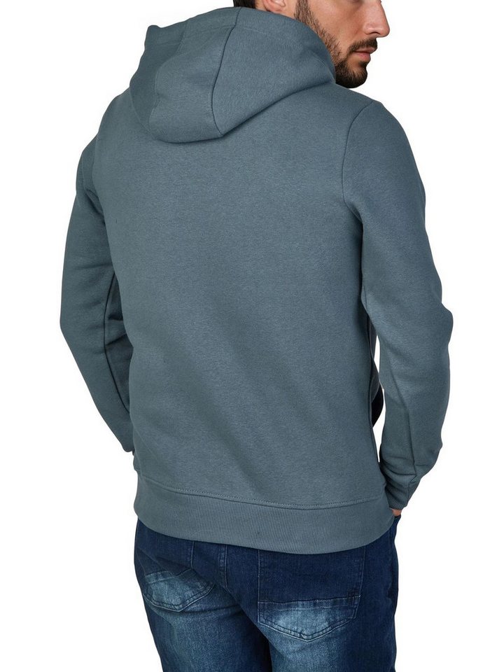 riverso Kapuzenpullover Herren Hoodie RIVSandro Regular Fit Longsleeve Sweatshirt mit Cross-Over-Kragen und Kängurutasche – Bild 2 von 4