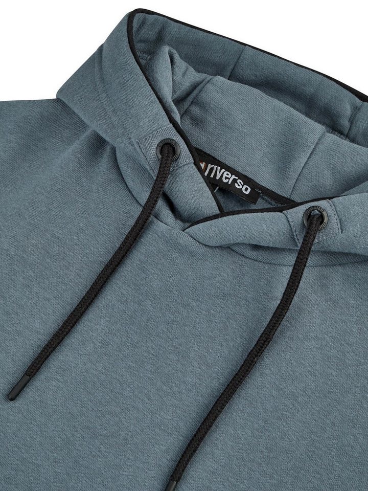 riverso Kapuzenpullover Herren Hoodie RIVSandro Regular Fit Longsleeve Sweatshirt mit Cross-Over-Kragen und Kängurutasche – Bild 4 von 4