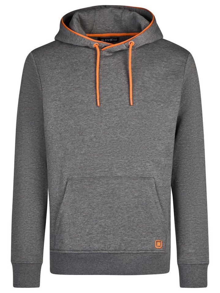 riverso Kapuzenpullover Herren Hoodie RIVSandro Regular Fit Longsleeve Sweatshirt mit Cross-Over-Kragen und Kängurutasche – Bild 3 von 4