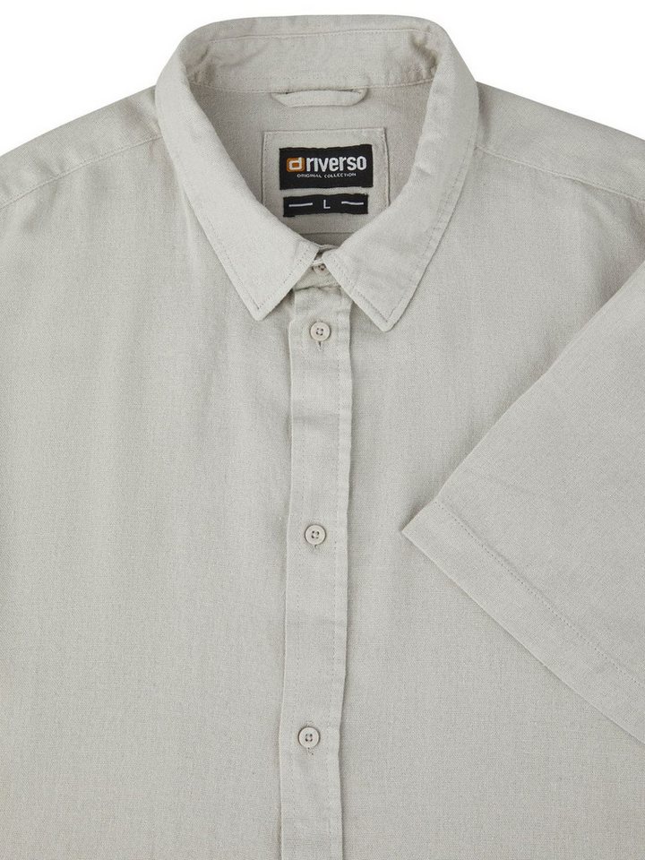 riverso Kurzarmhemd Herren Leinen Hemd RIVEmilio Regular Fit (1-tlg) – Bild 4 von 4