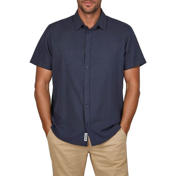 riverso Kurzarmhemd Herren Leinen Hemd RIVEmilio Regular Fit (1-tlg)
