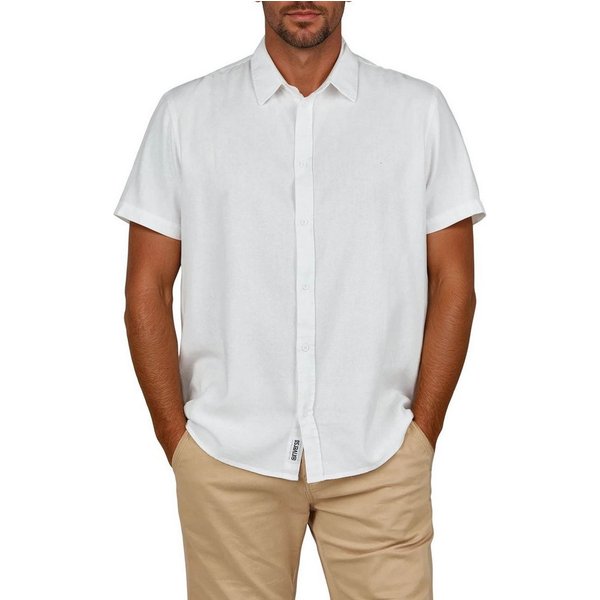riverso Kurzarmhemd Herren Leinen Hemd RIVEmilio Regular Fit (1-tlg)