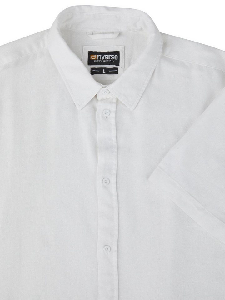 riverso Kurzarmhemd Herren Leinen Hemd RIVEmilio Regular Fit (1-tlg) – Bild 4 von 4