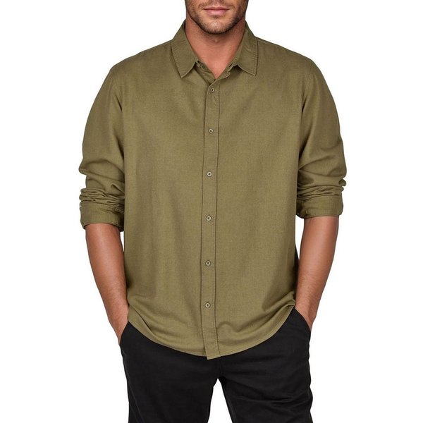 riverso Langarmhemd Herren Leinen Hemd RIVFabrizio Regular Fit (1-tlg)