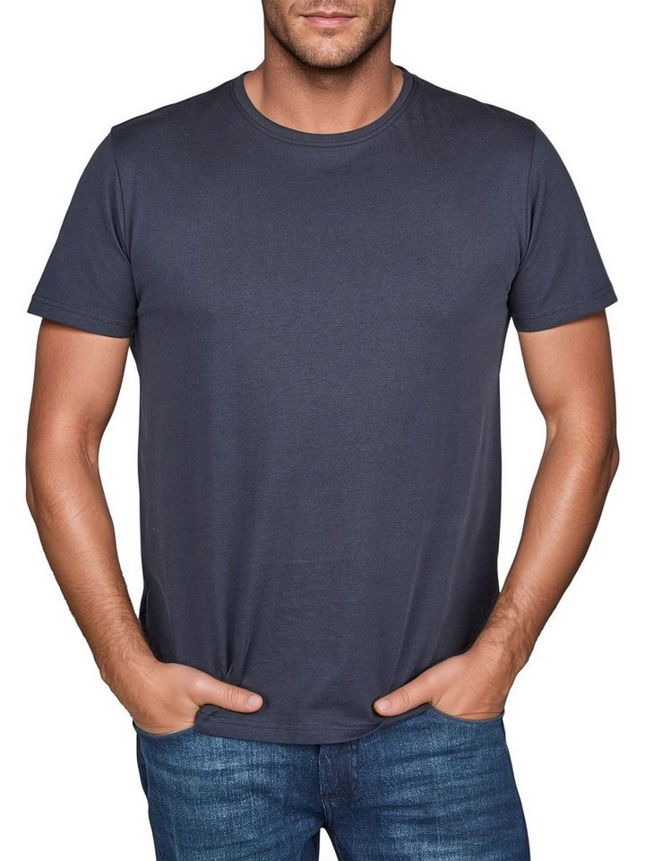 riverso T-Shirt Herren Basicshirt RIVDean 5er Set Pack Regular Fit (Vorteilspack, 5-tlg) Kurzarm Tee Shirt mit Rundhalsausschnitt aus 100% Baumwolle – Bild 5 von 5