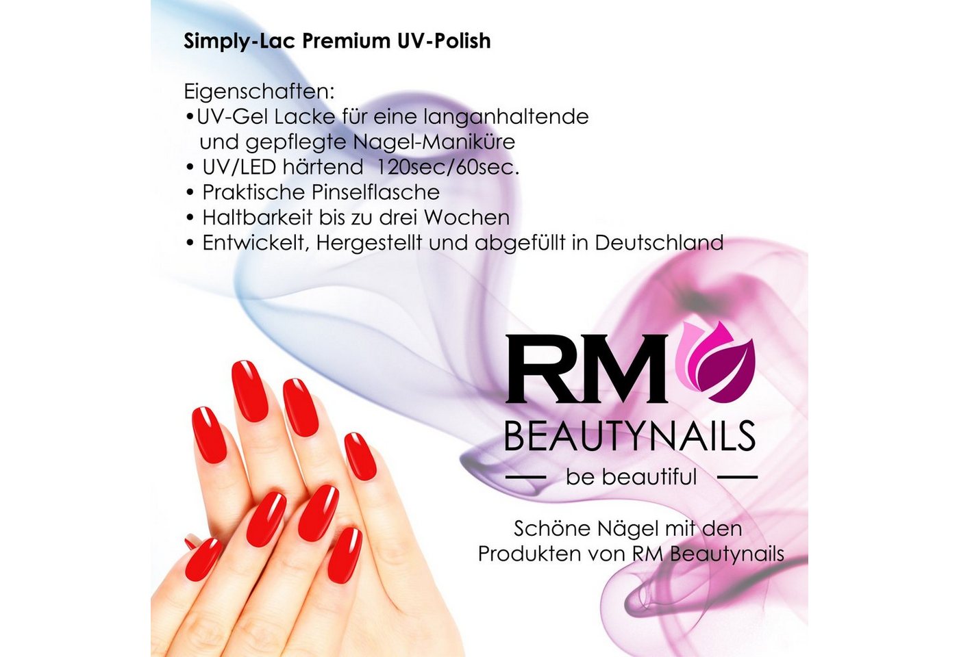 RM Beautynails UV-Nagellack Simply Lac Premium UV-Nagellack UV-Polish 10ml Gellack Shellac, Haltbarkeit bis zu drei Wochen / Hybrid-Lack – Bild 5 von 5