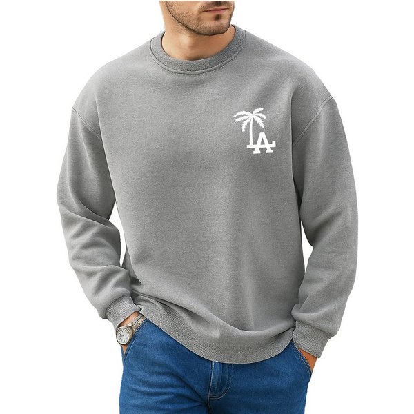 RMK Fleecepullover Herren Rundhalspullover Pullover Oversized Fitness LA Los Angeles mit Baumwolle
