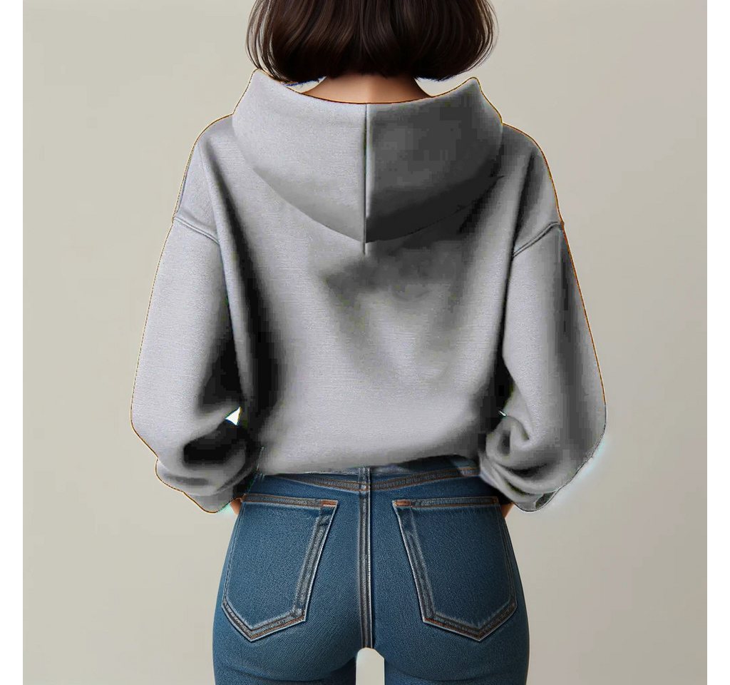 RMK Hoodie Damen Kapuzenpullover Pullover Loose Fit Oversize Be Happy Glücklich mit Kapuze – Bild 2 von 3
