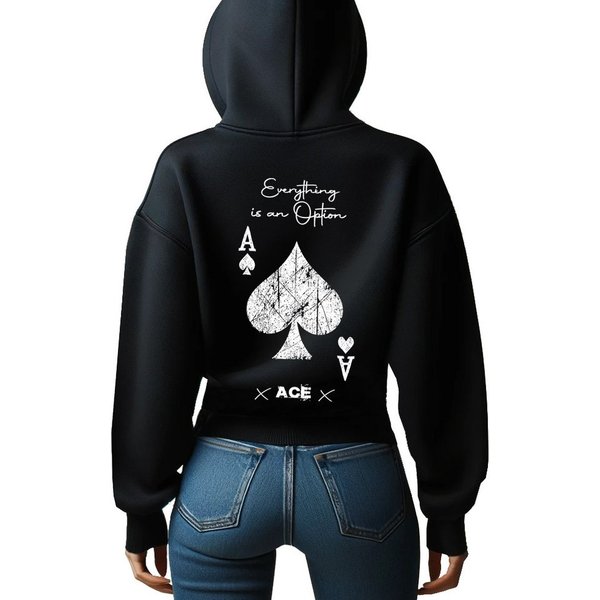 RMK Hoodie Damen Kapuzenpullover Pullover Loose Fit Oversize Pik karte