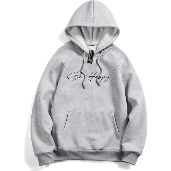 RMK Hoodie Damen Kapuzenpullover Pullover Loose Fit Oversize Be Happy Glücklich mit Kapuze