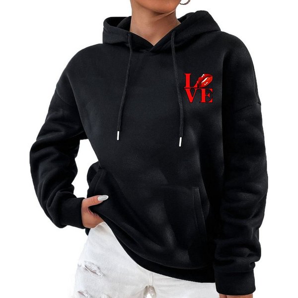 RMK Hoodie Damen Pullover Oversize Love mit Baumwolle, Winter Kapuzenpullover