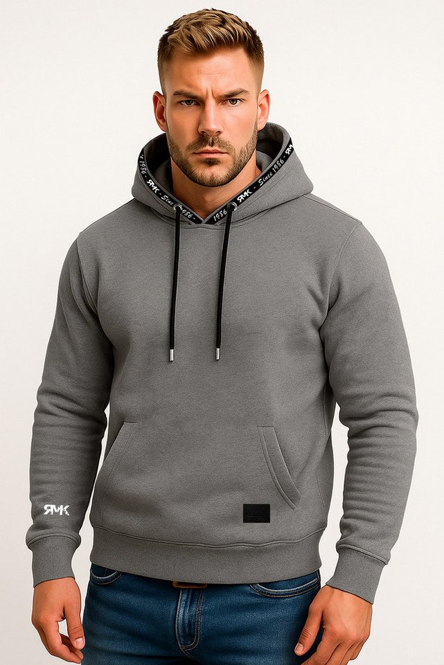 RMK Hoodie Herren Hoodie Pullover Basic Rundhals Kompass Welt – Bild 2 von 2
