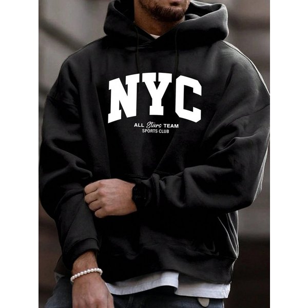 RMK Hoodie Herren Kapuzenpullover Pullover Langarm Oversize New York NY mit Baumwolle