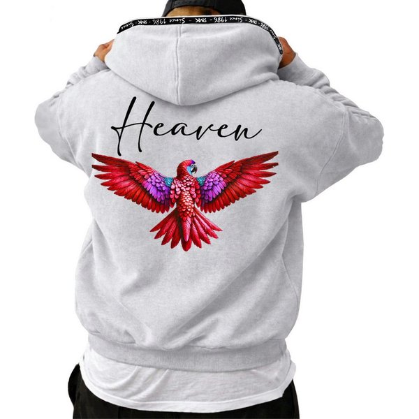 RMK Hoodie Herren Kapuzenpullover Pullover Pulli Paradise Mit Papagei Print
