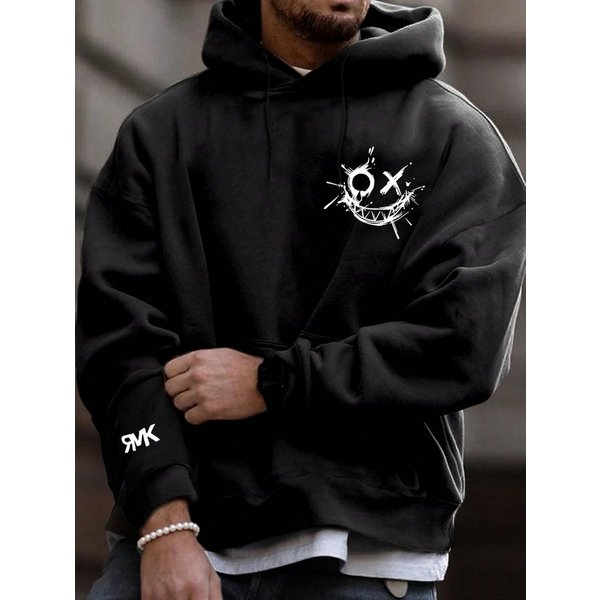 RMK Hoodie Herren Kapuzenpullover Pullover Winter Langarm Smile Smiley mit Baumwolle