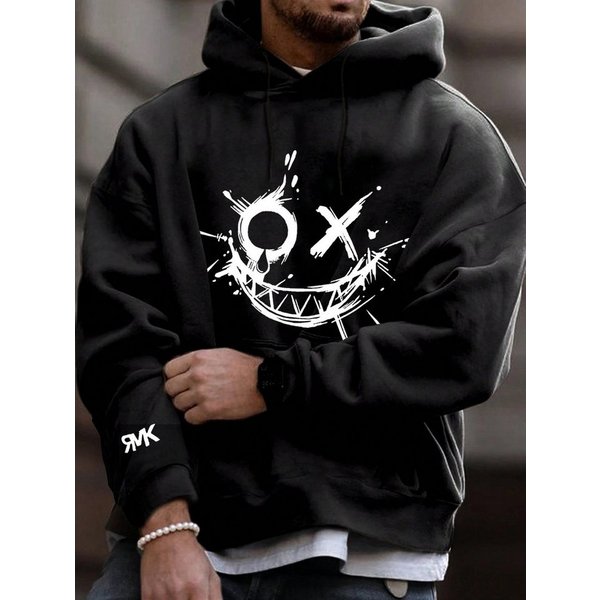 RMK Hoodie Herren Kapuzenpullover Pullover Winter Langarm Smile Smiley mit Baumwolle