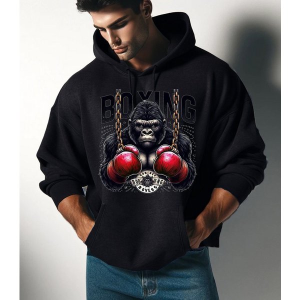 RMK Hoodie Herren Pullover Kapuzenpullover Langarm Boxen Gym Gorilla Oversize mit Kapuze