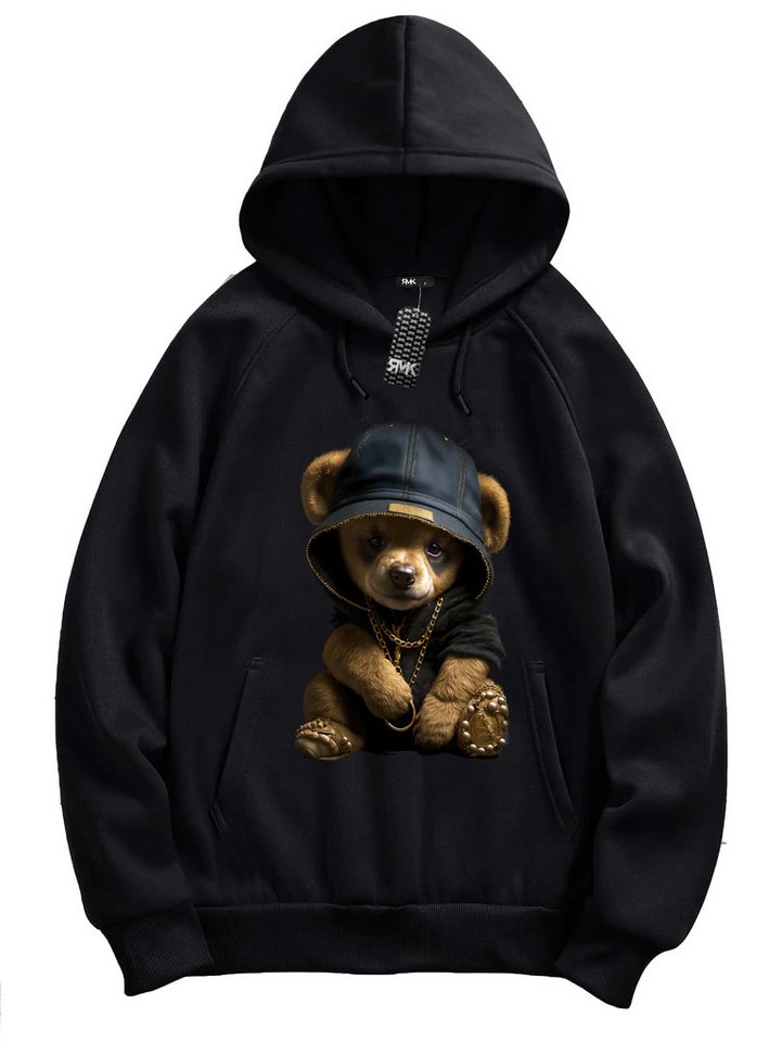 RMK Hoodie Herren Pullover Pulli Kapuzenpullover Sweatshirt Gangster Teddy Bär mit Kapuze – Bild 2 von 3