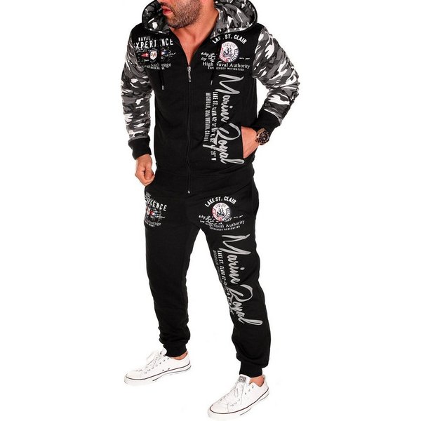 RMK Jogginganzug Marine Royal Herren Trainingsanzug Sportanzug Streetwear Fitness, Jacke mit Kapuze