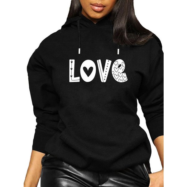 RMK Kapuzenpullover Damen Hoodie Pullover Loose Fit Oversize Love Liebe mit Baumwolle