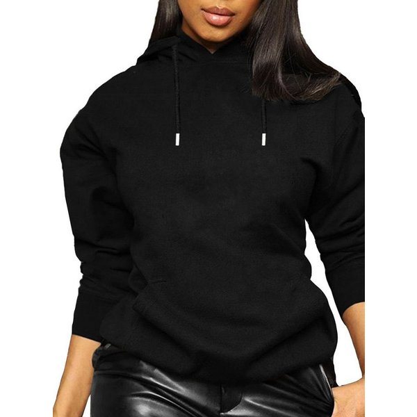 RMK Kapuzenpullover Damen Hoodie Pullover mit Kapuze Sweater Langarmshirt in Unifarbe