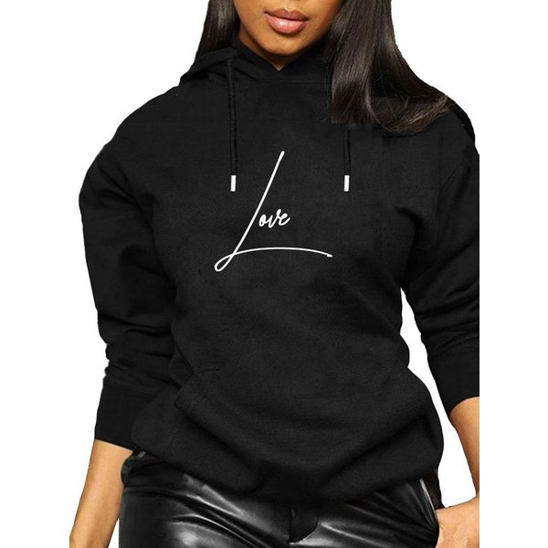 RMK Kapuzenpullover Damen Pullover Pulli Hoodie mit Kapuze Love Liebe Aufdruck L.O.V.E.