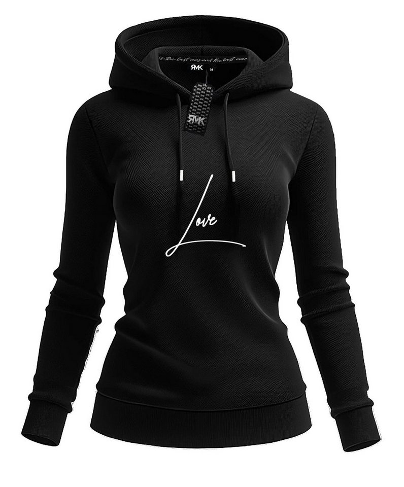 RMK Kapuzenpullover Damen Pullover Pulli Hoodie mit Kapuze Love Liebe Aufdruck L.O.V.E. – Bild 2 von 5