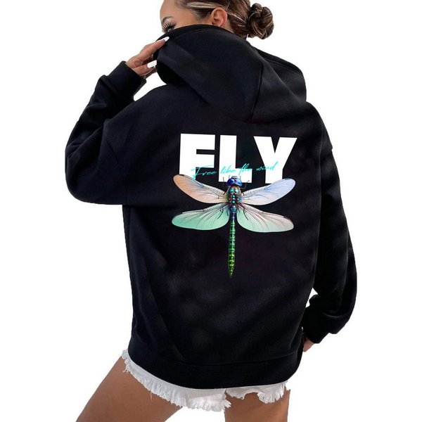 RMK Kapuzenpullover Damen Winter Pullover Fly Libelle