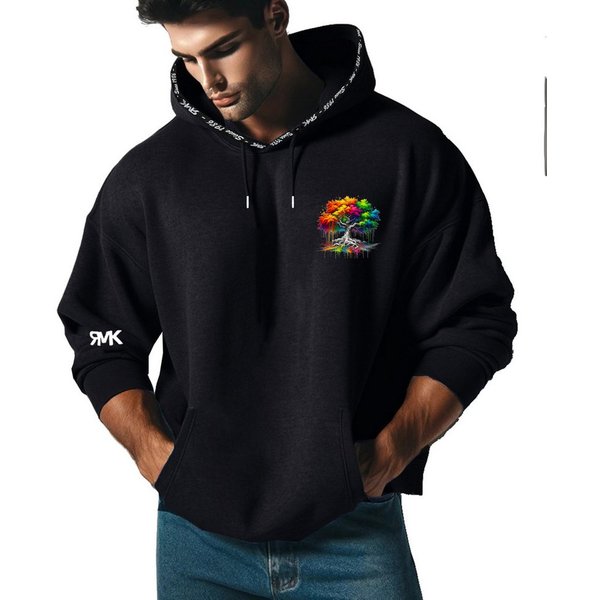 RMK Kapuzenpullover Herren Hoodie Pullover Basic Pulli Baum Wurzel