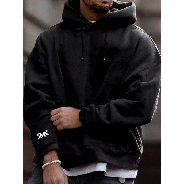 RMK Kapuzenpullover Herren Hoodie Pullover Langarmshirt Oversize mit 2 Taschen in Unifarbe