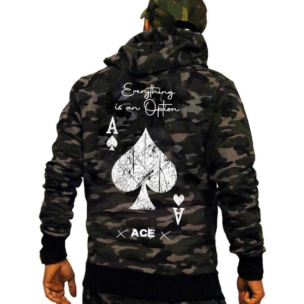 RMK Kapuzenpullover Herren Hoodie Pullover Pulli Kapuze Langarm Kompass, Karte, Camouflage, Tarn-Muster