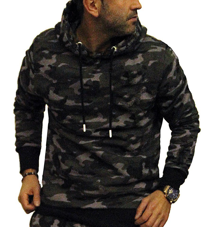 RMK Kapuzenpullover Herren Hoodie Pullover Pulli Kapuze Langarm Kompass, Karte, Camouflage, Tarn-Muster – Bild 2 von 2