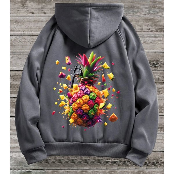RMK Kapuzenpullover Herren Hoodie Pullover Winter Ananas Frucht mit Kapuze