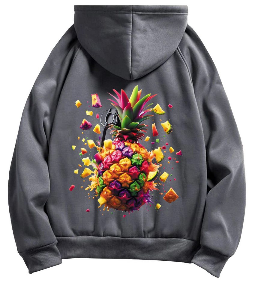 RMK Kapuzenpullover Herren Hoodie Pullover Winter Ananas Frucht mit Kapuze – Bild 2 von 4
