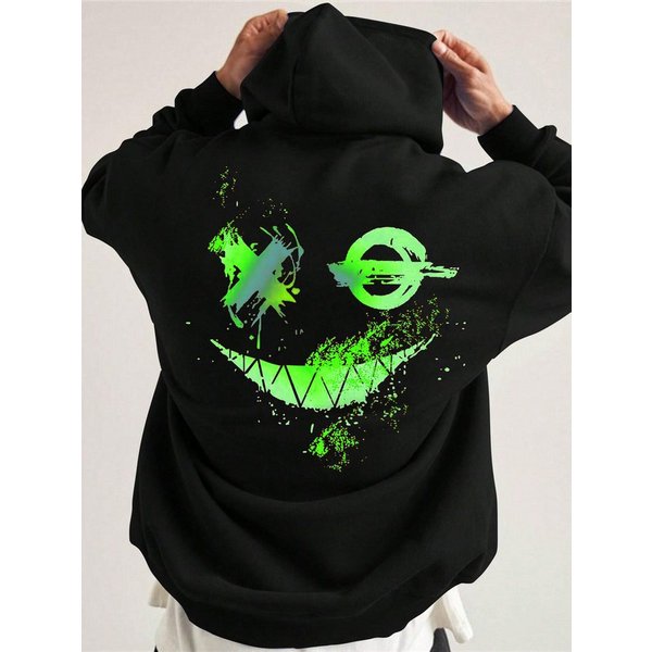 RMK Kapuzenpullover Hoodie Herren Pullover mit Kapuze Basic Longsleeve Smile Smiley Oversize