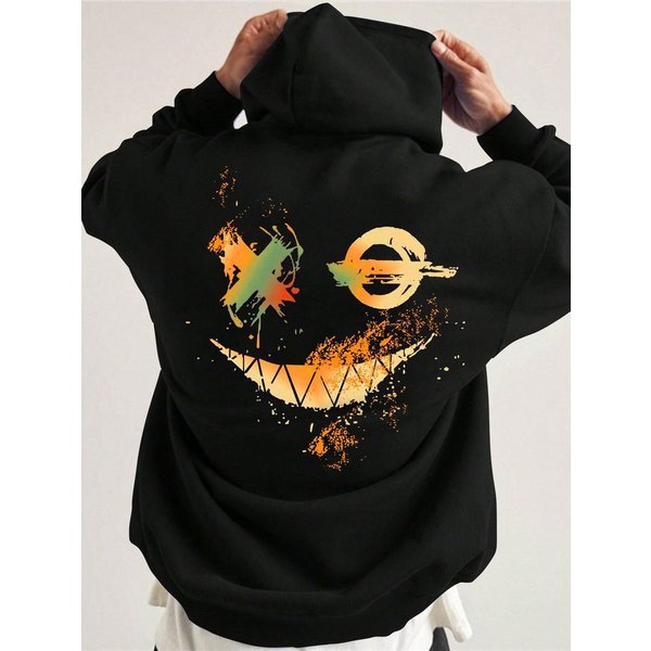 RMK Kapuzenpullover Hoodie Herren Pullover mit Kapuze Basic Longsleeve Smile Smiley Oversize