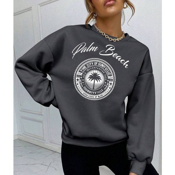 RMK Rundhalspullover Damen Pulli Pullover Hoodie Oversize Loose Fit Basic Rundhals-Ausschnitt