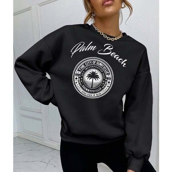 RMK Rundhalspullover Damen Pulli Pullover Hoodie Oversize Loose Fit Basic Rundhals-Ausschnitt