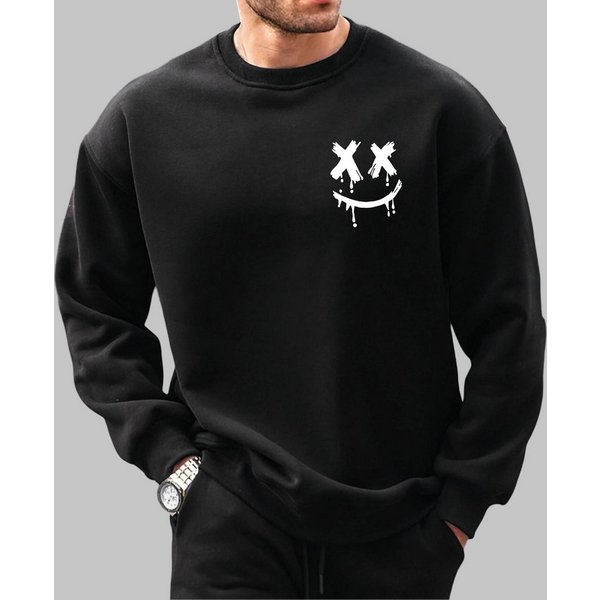RMK Rundhalspullover Herren Pullover Sweatshirt Hoodie Pulli Smile Smiley Oversize mit lizenziertem Print
