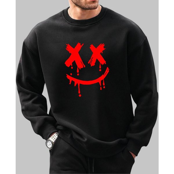 RMK Rundhalspullover Herren Pullover Sweatshirt Hoodie Pulli Smile Smiley Oversize mit lizenziertem Print