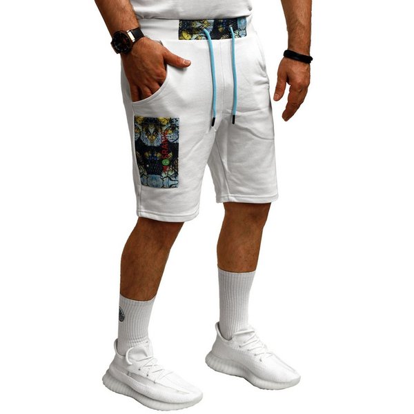 RMK Shorts Herren Short kurze Hose Sommer Bermuda Basic Einfarbig Elastikbund mit Tunnelzug