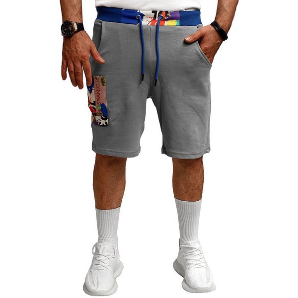 RMK Shorts Herren Short kurze Hose Sommer Bermuda Basic Einfarbig Elastikbund mit Tunnelzug