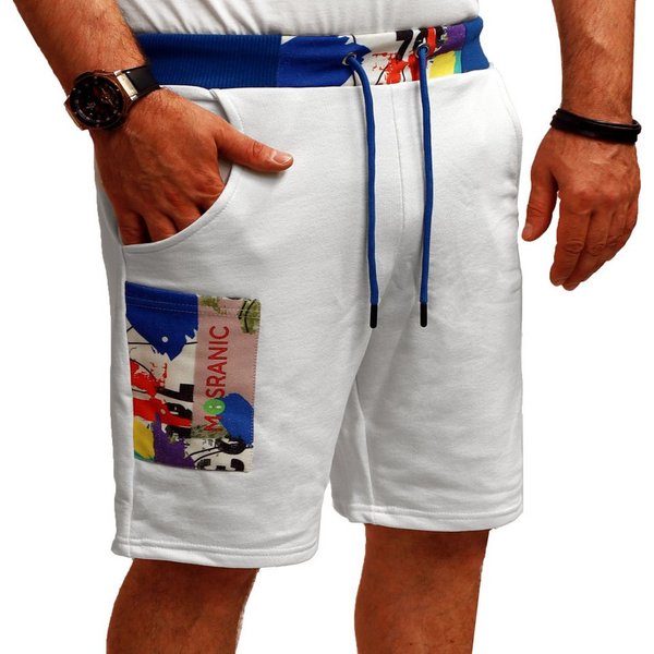 RMK Shorts Herren Short kurze Hose Sommer Bermuda Basic Einfarbig Elastikbund mit Tunnelzug
