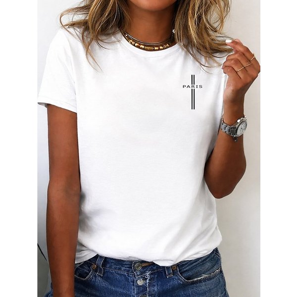 RMK T-Shirt Damen Shirt Rundhals Basic Paris