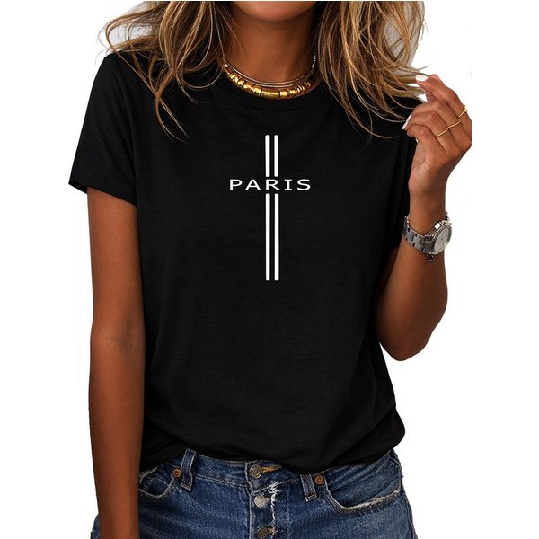 RMK T-Shirt Damen Shirt Rundhals Basic Paris