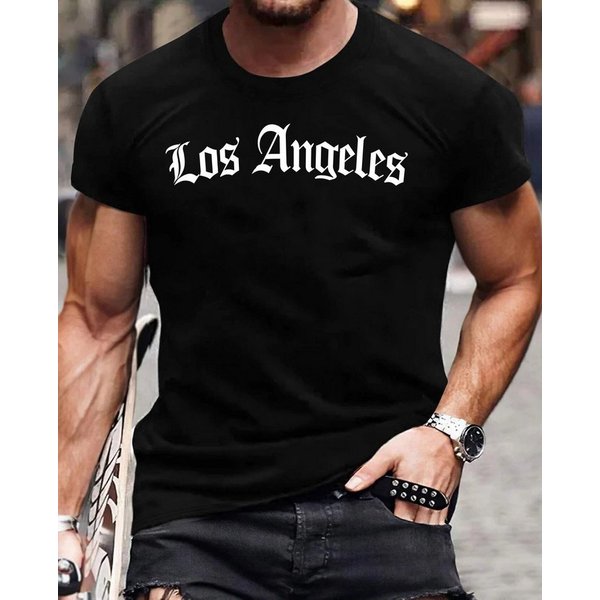 RMK T-Shirt Herren Shirt Rundhals Sommer Basic "Los Angeles LA" aus Baumwolle