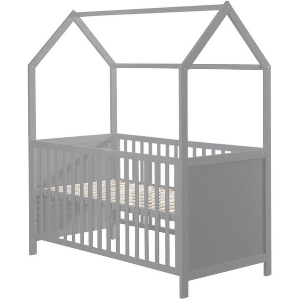 roba® Babybett Hausbett 70 x 140 cm, Babybett in Hausoptik, höhenverstellbar, Umbaubar zum Juniorbett
