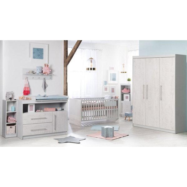 roba® Babyzimmer-Komplettset Maren 2, Gitterbett, Wickelkommode, 3-türiger Drehtürenschrank, umbaubar