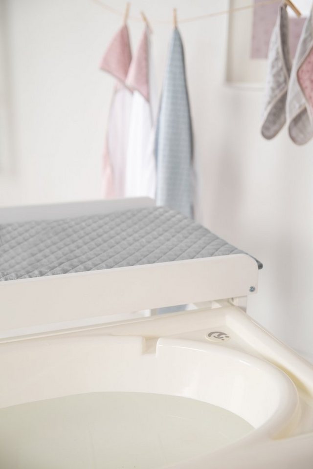 roba® Bade- und Wickelregal Style, Baby Pool, weiß, inkl. herausziehbarer Badewanne und Wickelauflage silbergrau – Bild 5 von 5